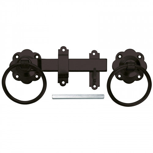 150mm 6" No.1136 Plain Ring Handled Gate Latches - PREPACKED Black