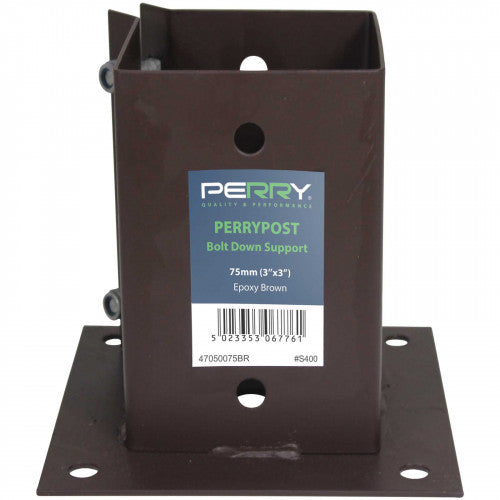 75mm 3" x 3" No.4705 PerryPost Bolt Grip Fence Post Support to Bolt Down
