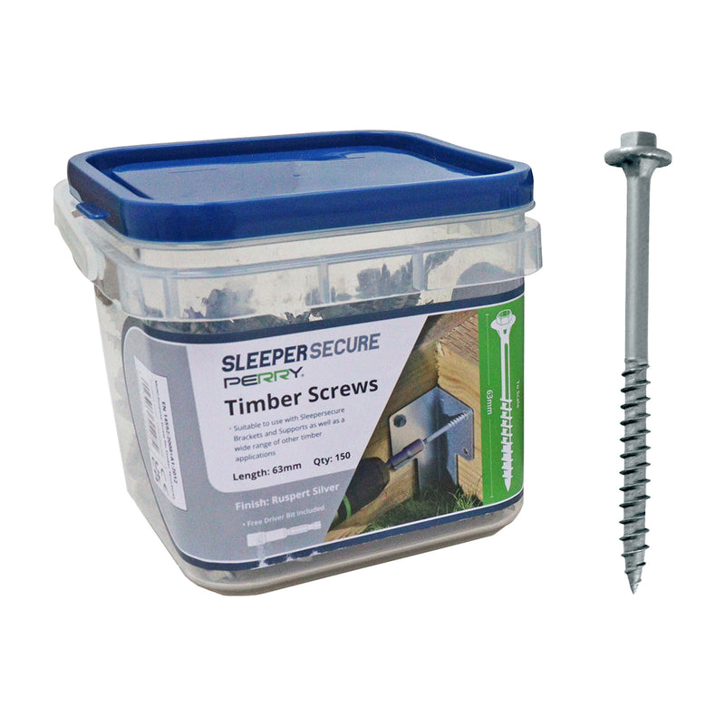 63mm No.4729 SleeperSecure Sleeper Screws - Hex Head - Tub of 150 Silver