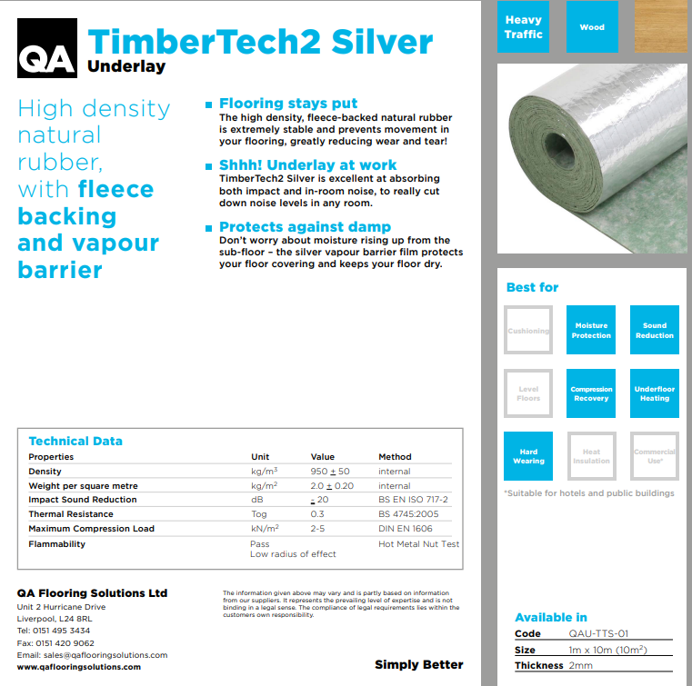 2mm Timbertech Silver Vapour Barrier Underlay 10m2 Roll