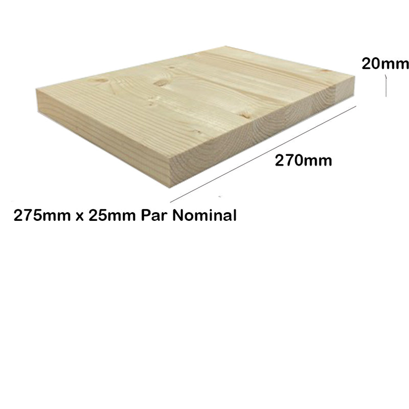 25mm x 275mm Planed Laminated Softwood (11"x 1") (Finish 20mm x 270mm)  :  £8.85 per metre