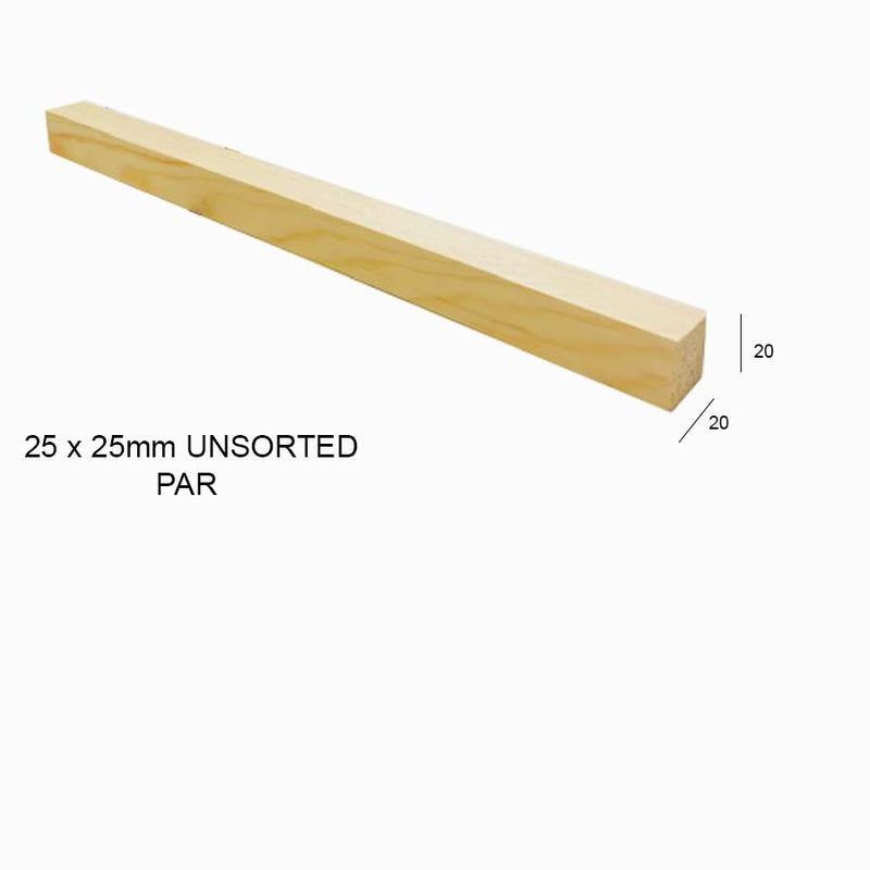 25mm x 25mm Planed Softwood PAR (1"x 1") (Finish 20mm x 20mm) :  £0.82 per metre