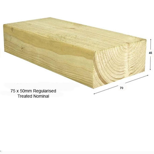 47mm x 75mm Structural Graded C16 Treated Carcassing (3"x 2") (Finish 70mm x 45mm) :   £1.68  per metre