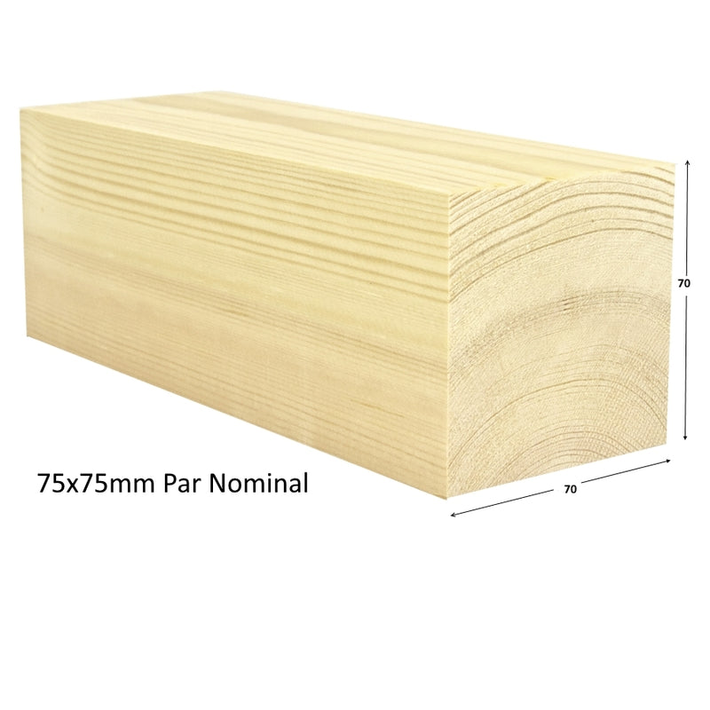 75mm x 75mm Planed Softwood PAR (3"x 3") (Finish 70mm x 70mm) :  £5.75 per metre