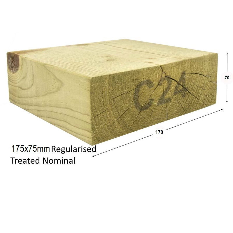75mm x 175mm Structural Graded Carcassing (7"x 3") (Finish 170mm x 70mm) :  From £5.98  per metre