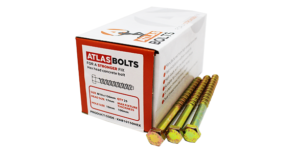 M8 x 100mm Atlas Bolts Hex Head Box (100)