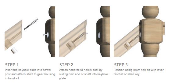 Zipbolt Angled Slipfix Kit- Angled Fix Between Fixed newel Post