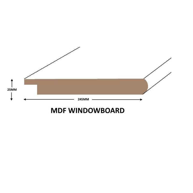 25X244MM MDF WINDOWBOARD :  £6.88 per metre - Davies Timber Ltd