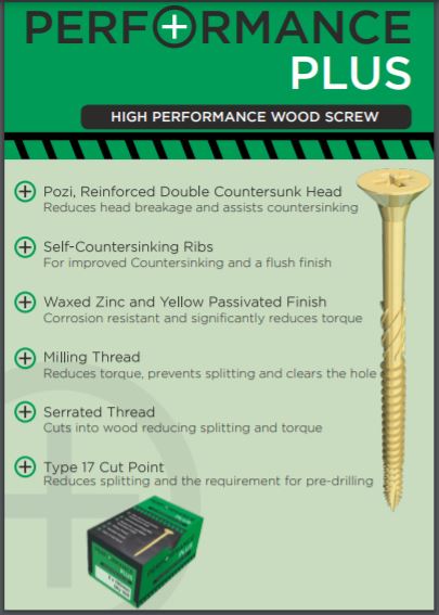 M6 X 80mm Performance Plus Wood screws (100)